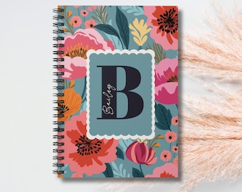 Personalized Floral Spiral Notebook: Custom Monogram Gift