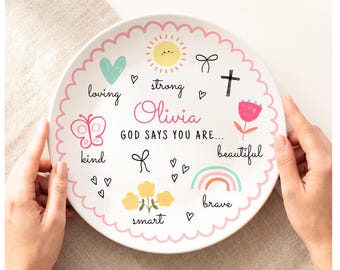 Personalized Religious Gift for Girl, Custom Christening or Baptism Keepsake, First Communion Present