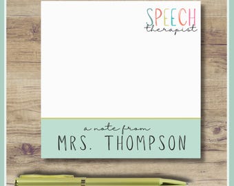 Personalized Speech Therapist Sticky Notes, Teacher Appreciation Gift