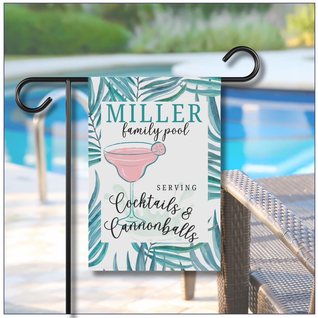 Personalized Pool House Flag, Custom Garden Banner, Outdoor Decor, Pool ...