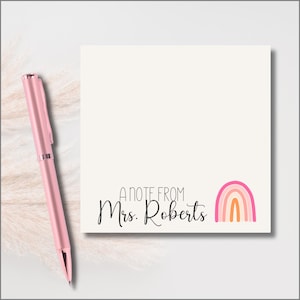Personalized Teacher Notepad, Custom Teacher Post-it® Notes, Teacher Appreciation Gift, Back to School Teacher, Boho Rainbow Sticky Notes