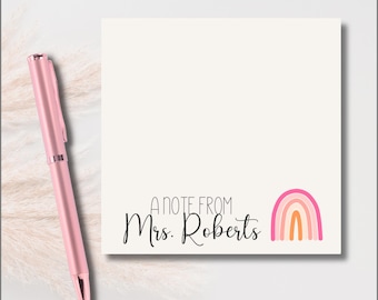 Personalized Teacher Notepad: Boho Rainbow Post-it® Notes