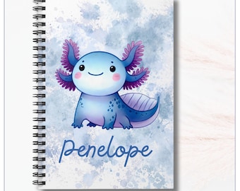 Cute Axolotl Spiral Notebook, Personalized Gift for Kids