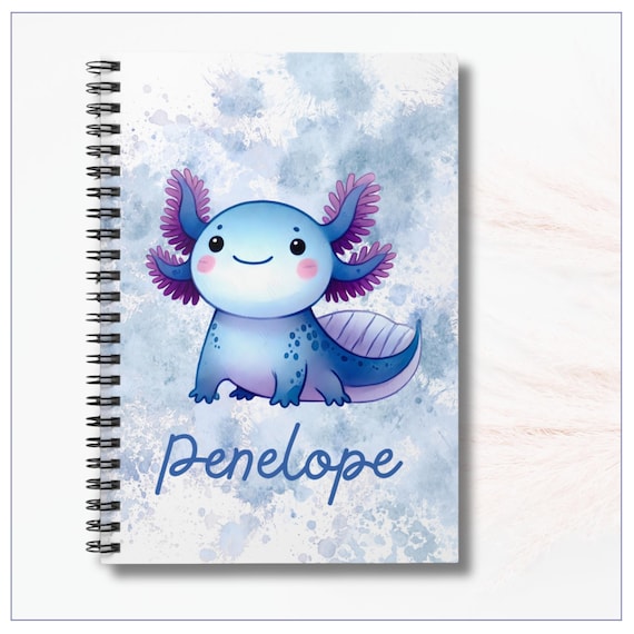 Cute Axolotl Spiral Notebook, Personalized Gift for Kids