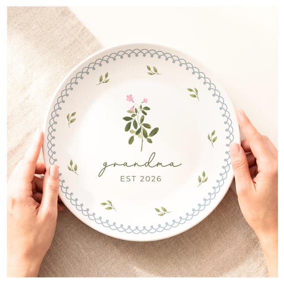 Personalized Gift for Grandmother: Custom Plate, New Grandma Gifts