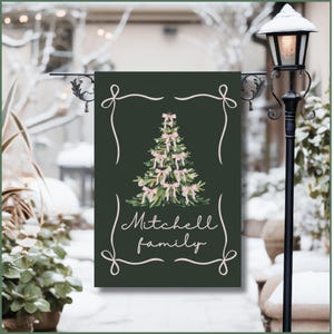 Personalized Christmas Garden Flag: Holiday Yard Art, Preppy Outdoor Decor