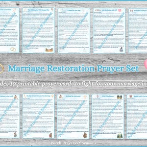 Tarjetas de oración para la restauración matrimonial: 10 poderosas oraciones imprimibles para esposos y esposas / Descarga digital cristiana / Mantente en la brecha