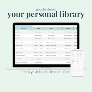 Digital Library Tracker | Personal Book Inventory Spreadsheet | Reading Log | Home Library Organizer | Google Sheets Template