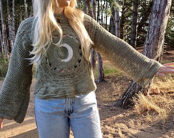 Moon, Sun, Stars Crochet Jumper Pattern | Instant Digital Download | Cosy, Customisable and Celestial