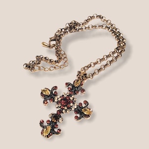 Cross Necklace for Women with Rhinestones and Crystal Victorian Jewelry Gift Box for Women