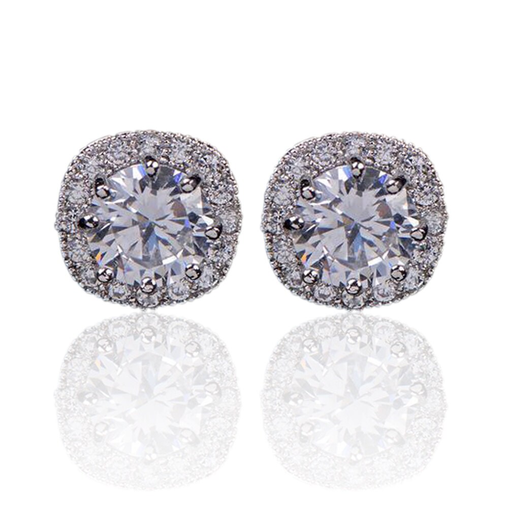 Bridal CZ Earrings, Stud Cushion Shape Earrings, Cubic Zirconia