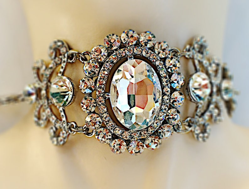 Rhinestone Victorian Bridal Bracelet with Crystals from Etsy