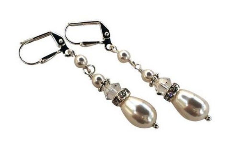 Pearl Crystal Dangle Drop Earrings for Women Jewelry Gift for Her Etsy