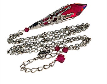 Romantic Red Icicle Crystal Pendant Necklace for Women Jewelry Gift for Her