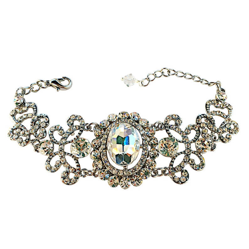 Rhinestone Victorian Bridal Bracelet with Crystals from Etsy