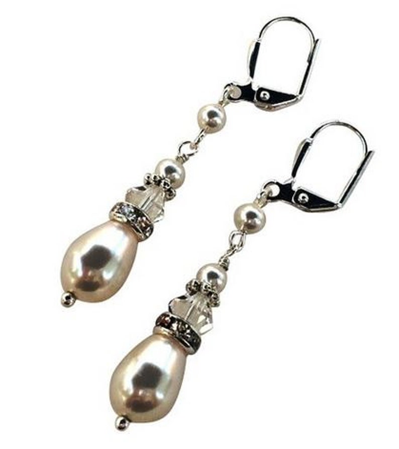 Pearl Crystal Dangle Drop Earrings for Women Jewelry Gift for Her Etsy