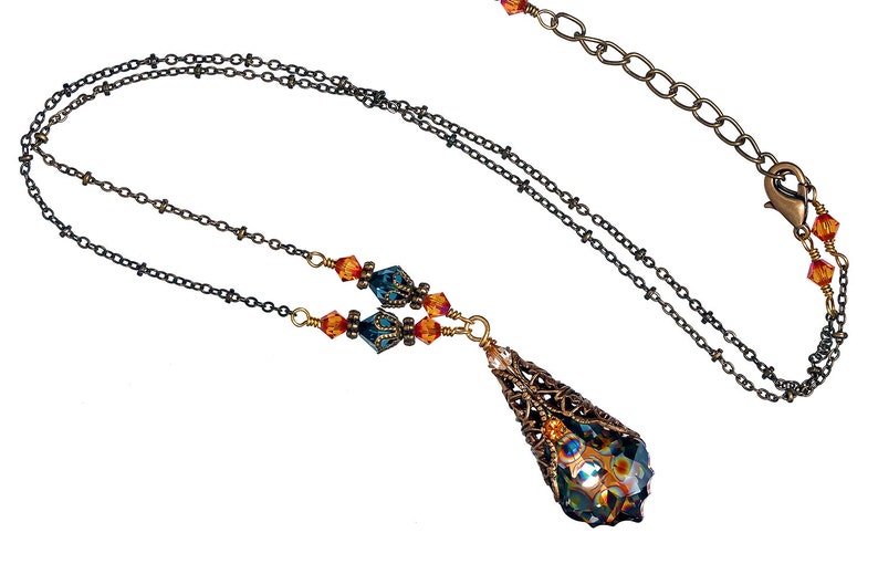 Peacock Crystal Pendant Necklace Vintage Style Jewelry for Etsy