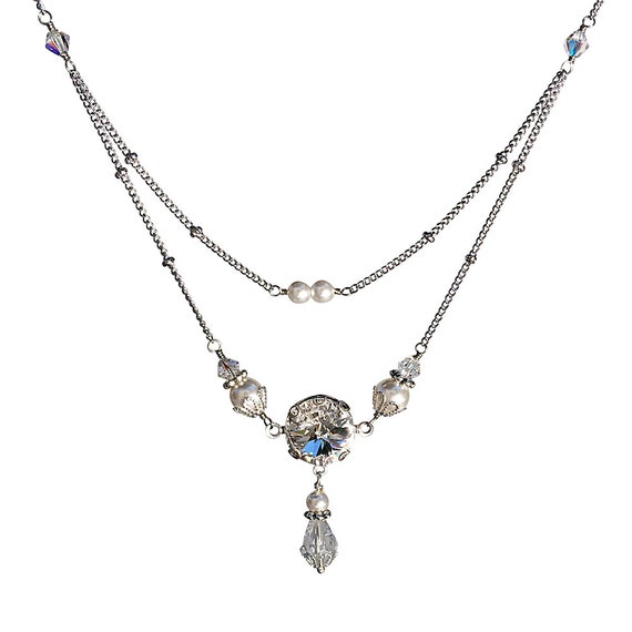 Vintage Necklace Swarovski Elements Rivoli Crystal Necklace | Etsy