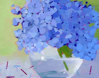 Original Painting by Heather Hingst Bennett - Flower - Abstract - Blue - Purple - Green - Hydrangea