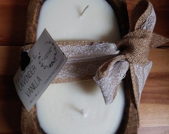 Wooden Dough Bowl Candle