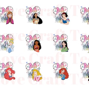 Princess PNG Bundle, Castle & Bow Clipart Set, Cute Fairy Tale Designs for Kids, Sublimation, PNG, Princess Png, Disney Princess Designs