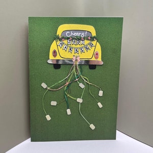 Gelbe Hochzeitskarte Getaway Car