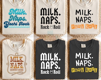 Maglietta per bambini divertente PNG Bundle Milk Nap Rock N Roll Download immediato Retro Western Kid Png Punk Rock Png divertente Baby Png Cute Baby Png Design