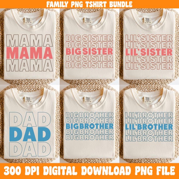 Family PNG Designs for Retro Tshirt Instant Download Family Bundle PNG Family Reunion PNG Sublimation Design Family Matching Shirts Kid Png