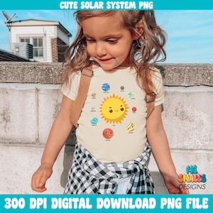 Retro PNG with Solar System Kid Sublimation Design Instant Download Boho Kid Tshirt Design Planet PNG Retro Space T-shirt Graphic for Kids
