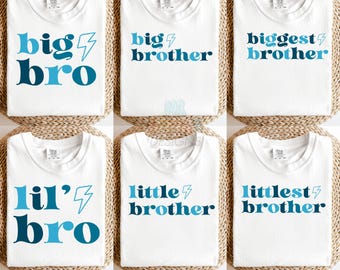 Family Shirt Png Bundle Brother Png Trendy Retro Png Matching Shirt Png Big Bro Little Bro Sublimation Design Lightning Bolt Png Digital Png