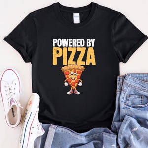 Pizza Lover Gift - Powered by Pizza Cartoon Shirt