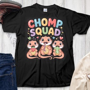 Chomp Squad T-Shirt, Cute Bearded Dragon, Funny Reptile Lover Tee, Cartoon Lizard Design, Pet Owner Gift, Kids Shirt, Chomp Squad Tee