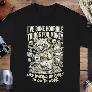 Waschbär Kaffee T-Shirt | Zombie Waschbär Grafik T-Shirt, Arbeit Hasser Geschenk