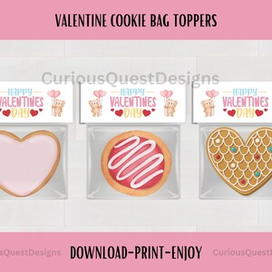 Valentine Cookie Bag Toppers. Treat Bag Toppers. Valentine&#39;s Day Treats. Three Sizes Toppers. Valentine&#39;s Day Party Favors.