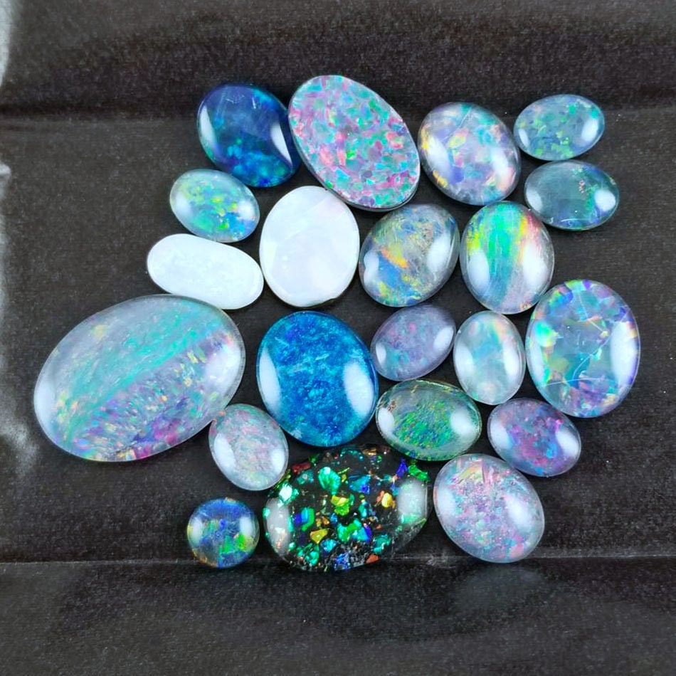 Parcel of 21 loose opal black opal doublet and triplet | Etsy