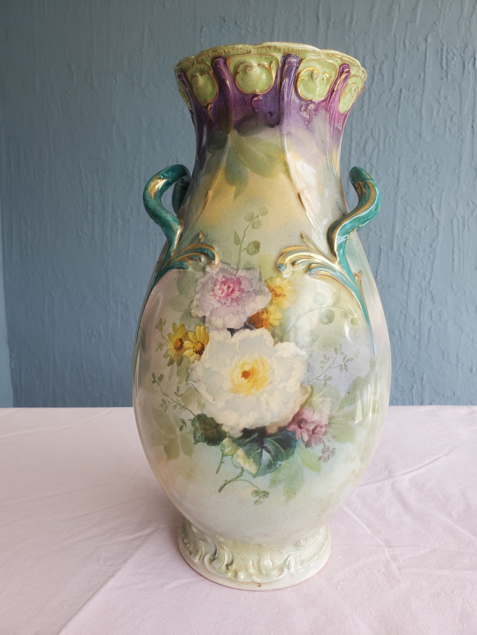 Antique Victorian porcelain Royal Bonn large vase Germany Etsy