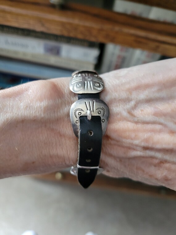 Fabulous vintage 800 silver and leather Native Ame