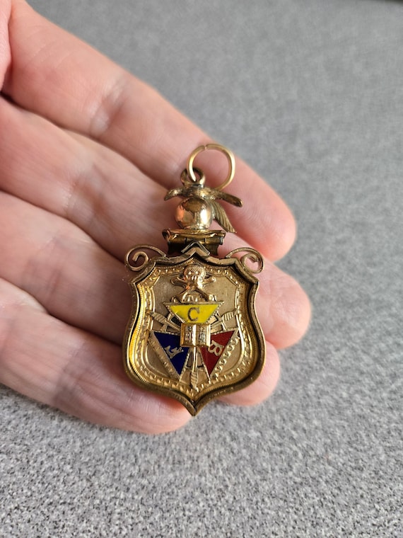 Antique gold filled enamel Masonic fob