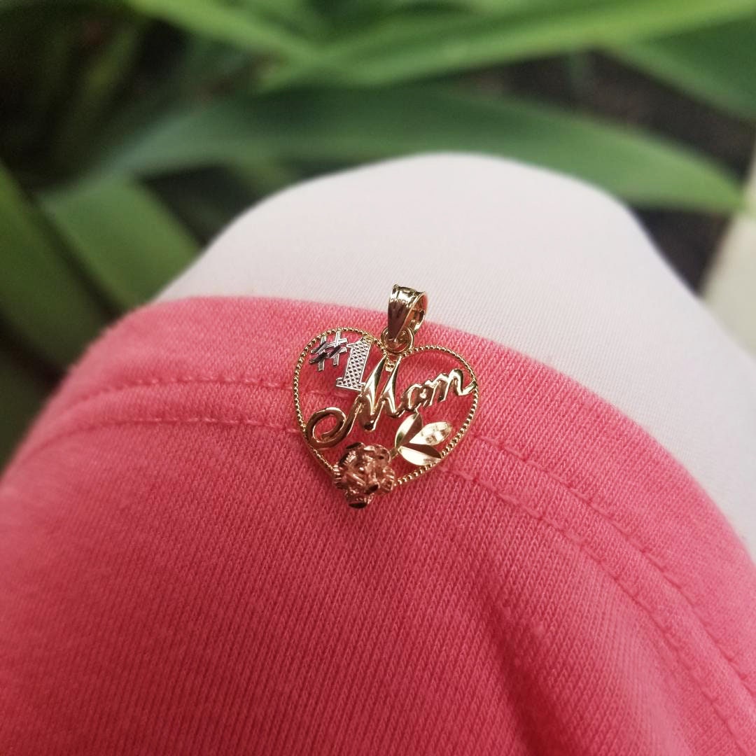 Modern Estate 10k Multicolor Gold Heart Shaped 1 Mom Number One