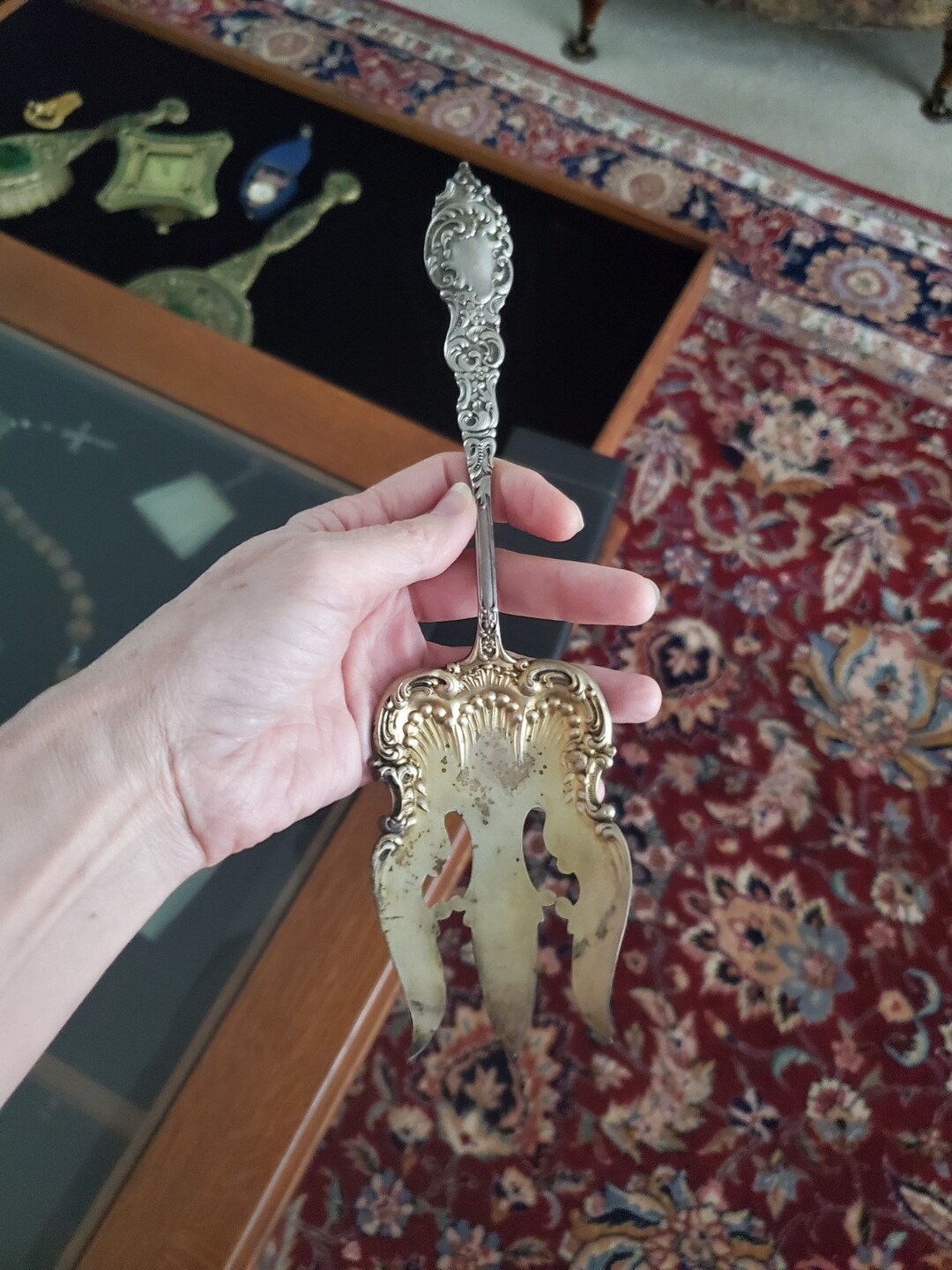 Antique Unger Brothers Sterling Silver Serving Fork, Art Nouveau ...