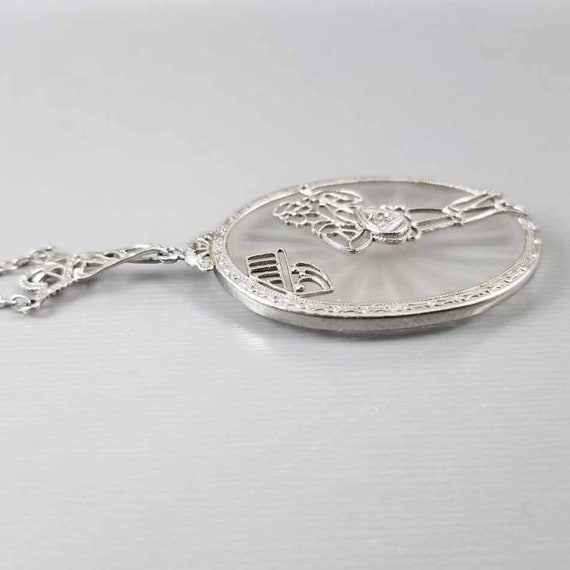 Antique Art Deco 10k white gold filigree camphor … - image 6