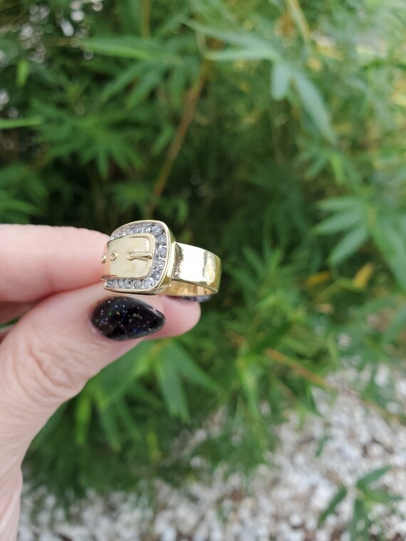 Vintage Estate 10k Yellow and White Gold Channel Set .25 Ct Diamond Buckle Ring Size 7 Etsy