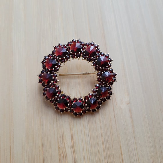 Vintage rose cut garnet vemeil gold on 800 silver… - image 1