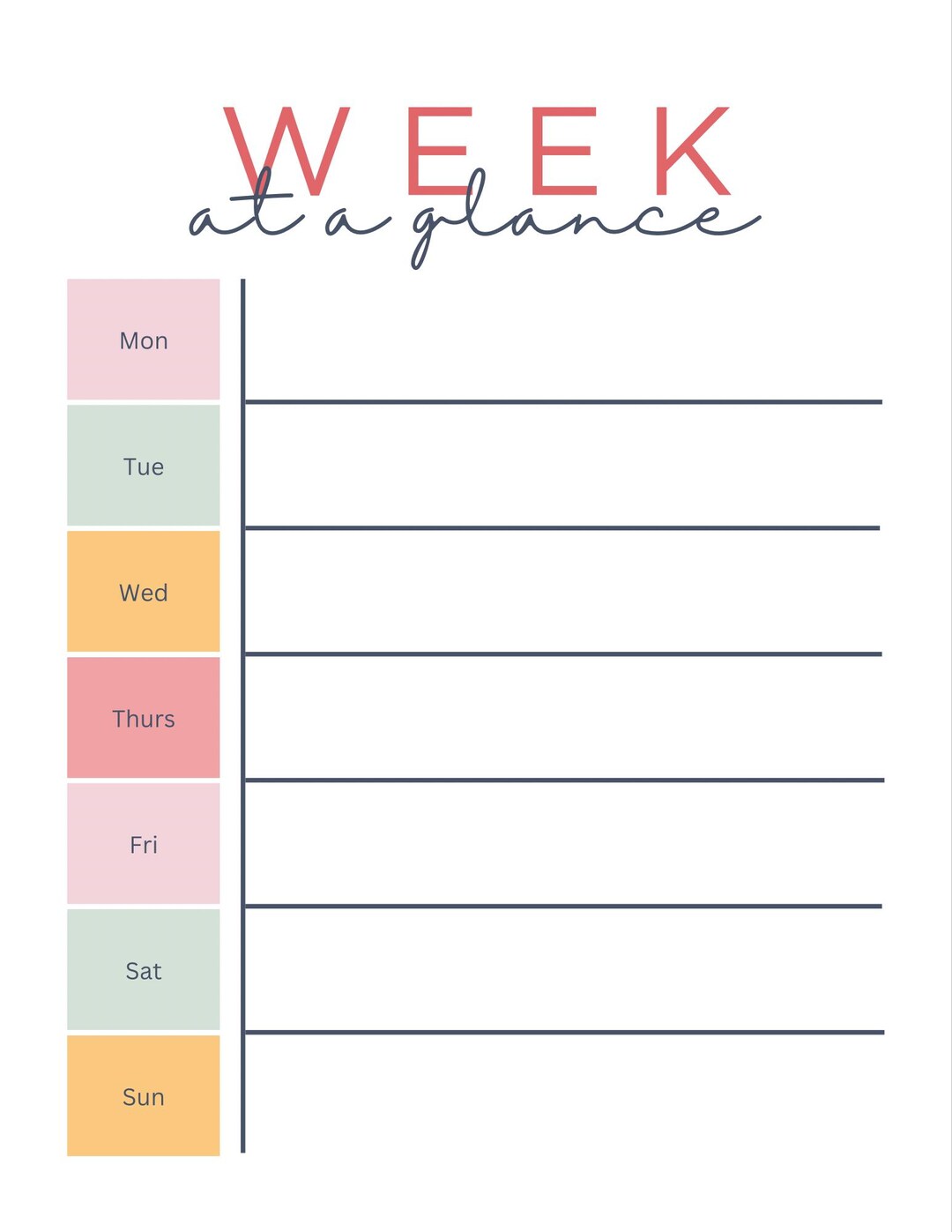 Simple Weekly Planner - Etsy