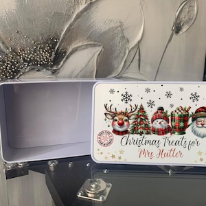 Personalisierte Weihnachtsleckereien Dose: Weihnachtsmann, Rentier, Schneemann Design