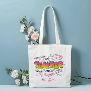 Personalized Teacher Tote Bag: End of Term Gift, 100% Cotton