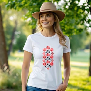 Bulgarian Shevitsa T-Shirt: Etno Floral Design