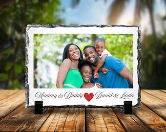 Personalized Photo Slate Frame, Custom Anniversary Gift