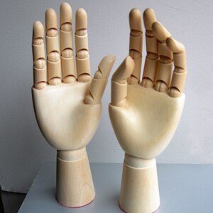 PAIR 6 Wooden Mannequin Display Hands SMALL 6 inch SET New image 2