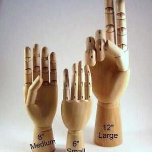 PAIR 6 Wooden Mannequin Display Hands SMALL 6 inch SET New image 5